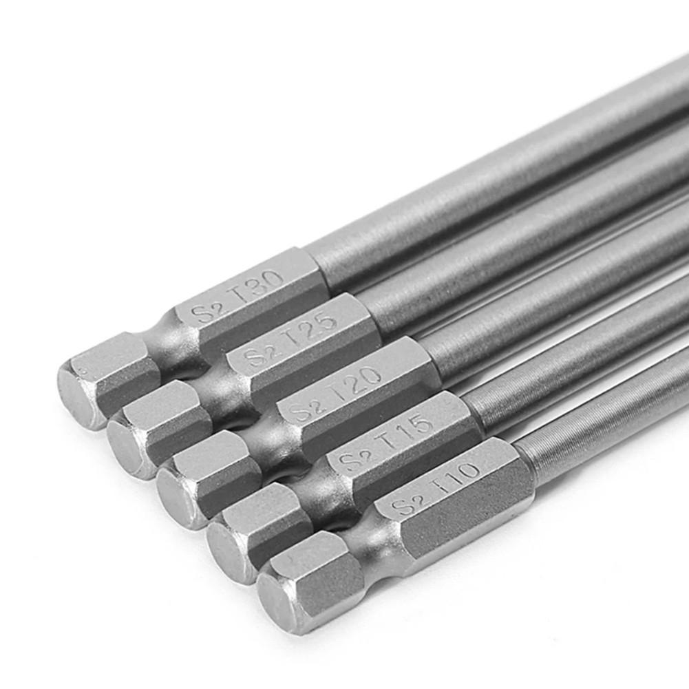 Centre Bore 5Pcs Magnetic Torx Screwdriver Electric Drill Bits