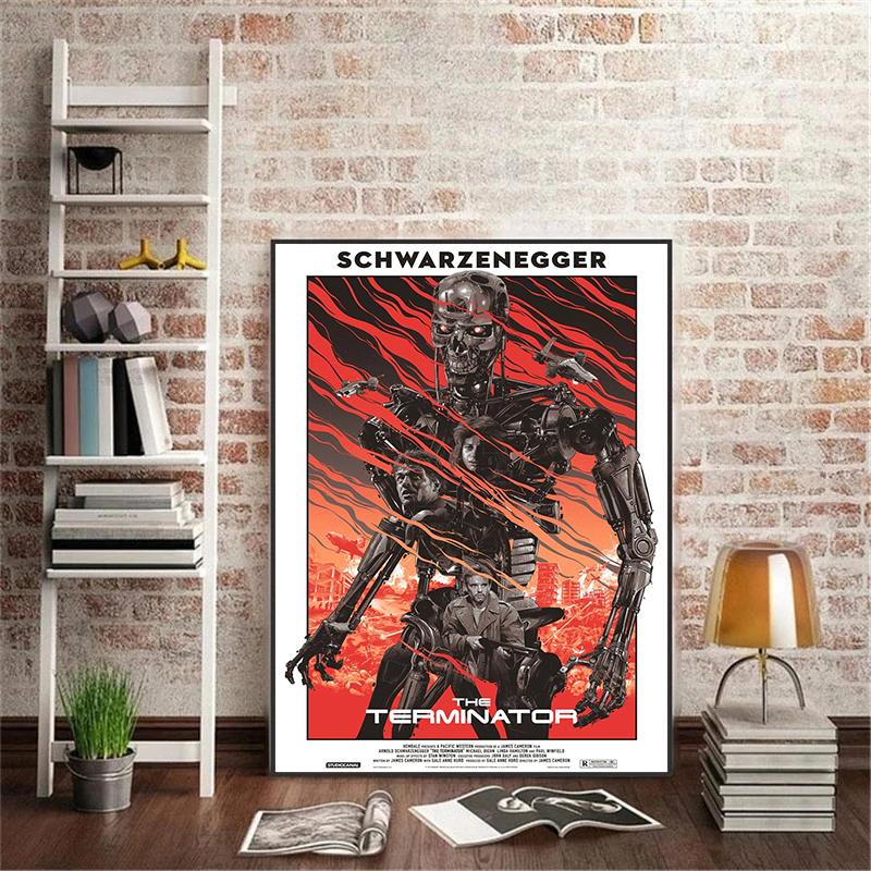 Klassischer Sci-Fi-Film The Terminator Filmplakat Leinwandgemälde Schwarzenegger Retro-Wandkunst Bilder Heimzimmerdekor Geschenk