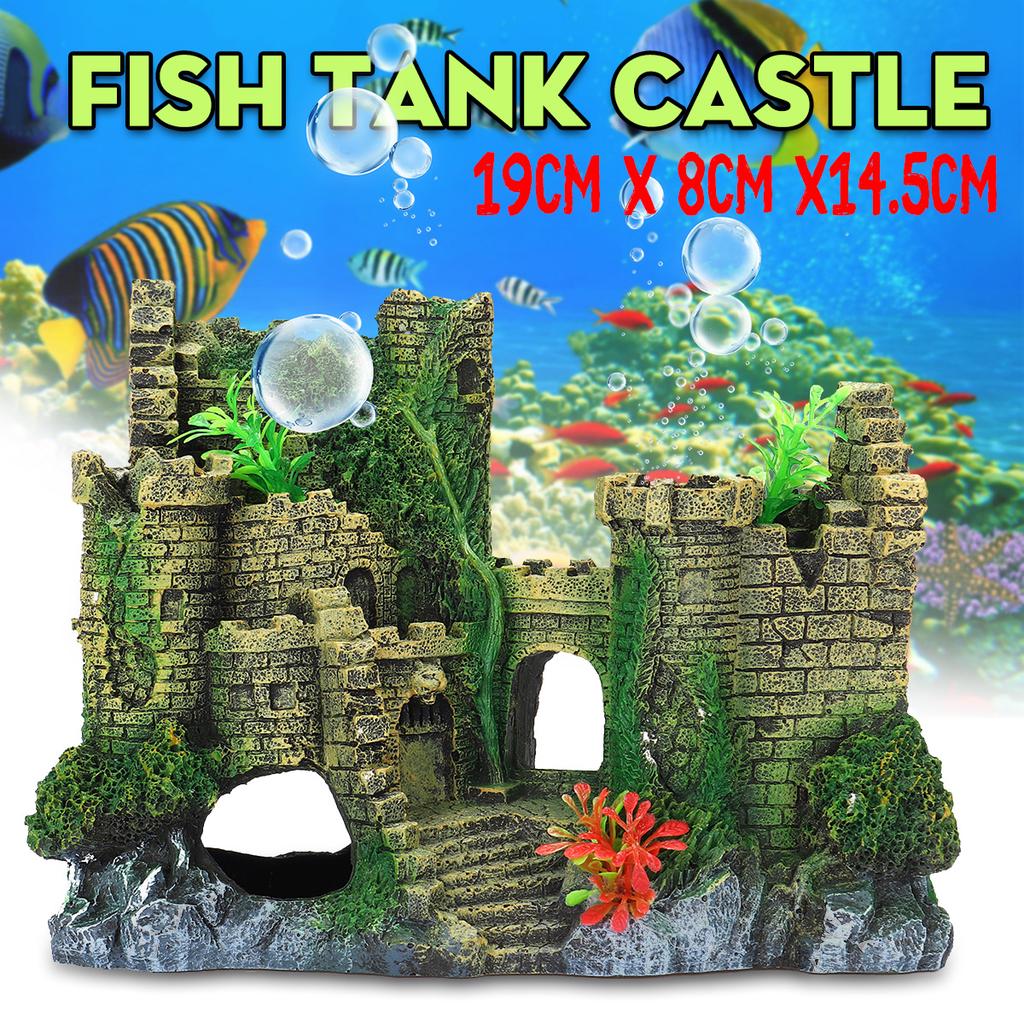 Buy Aquarium Fish Tank Castle Ruins Hill Pavilion Rockery Landscaping