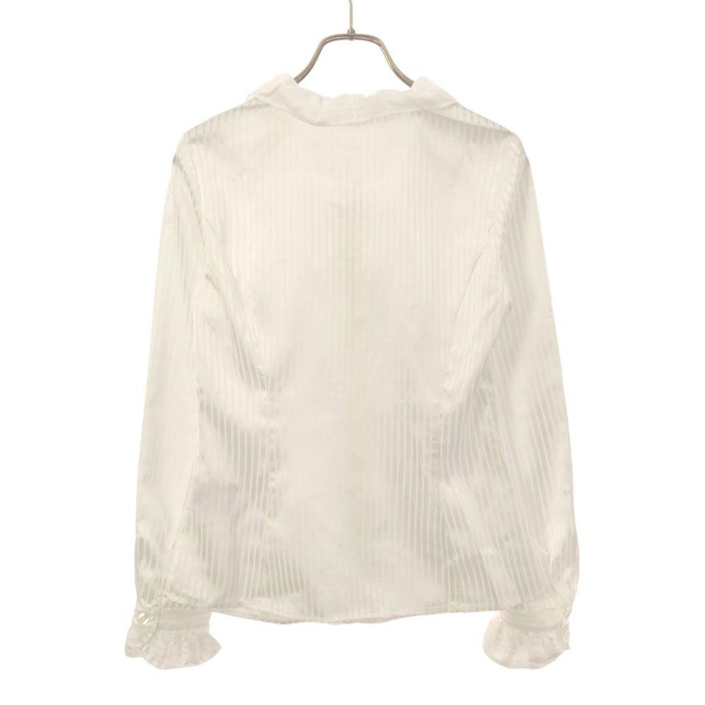 unused NARACAMICIE Striped Pattern Long sleeve Frill blouse white Tagged Women Used