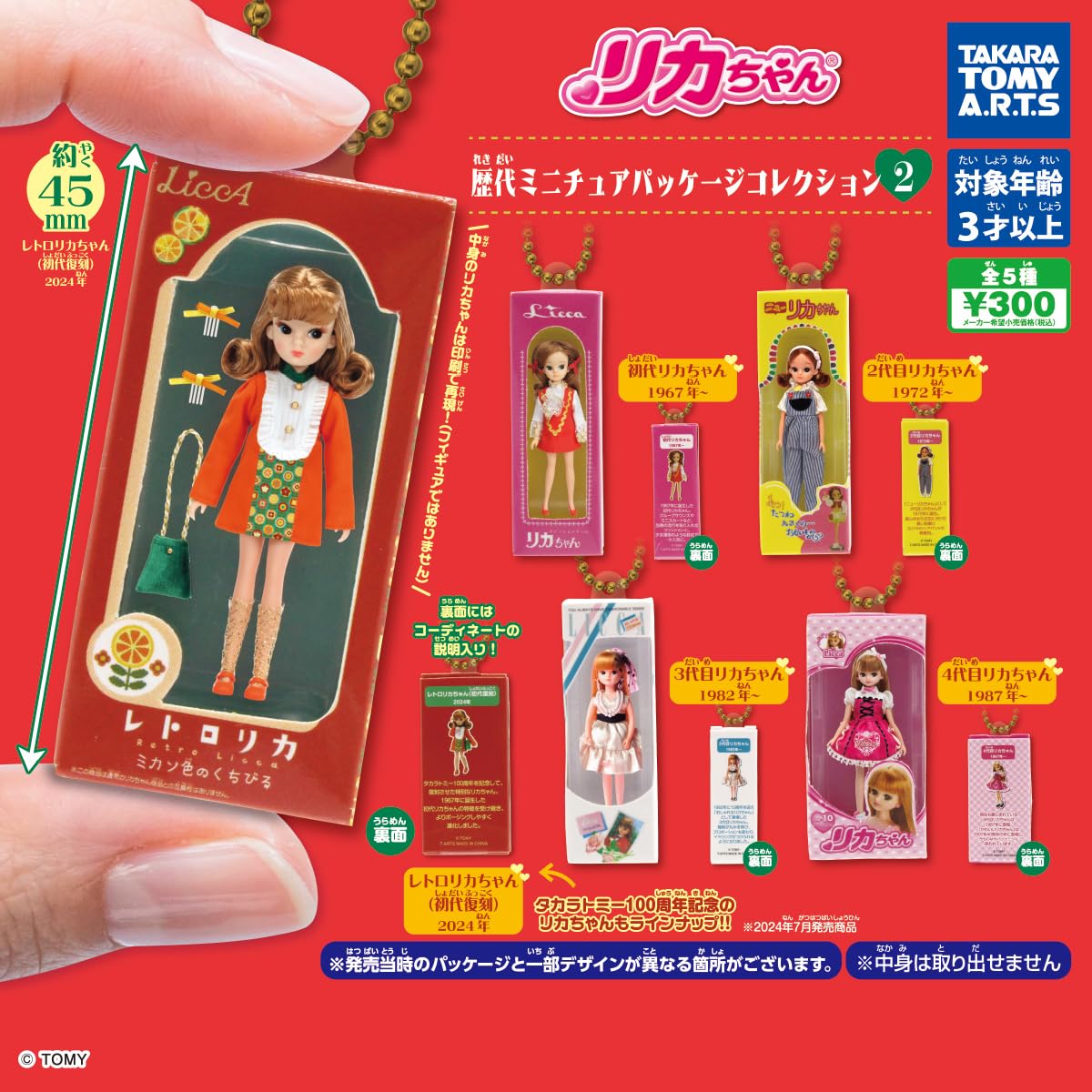 

Historical Miniature Package Collection 2 of 5 Types Gacha Gacha Capsule Toy Rika-chan [Set (Full Complete)]