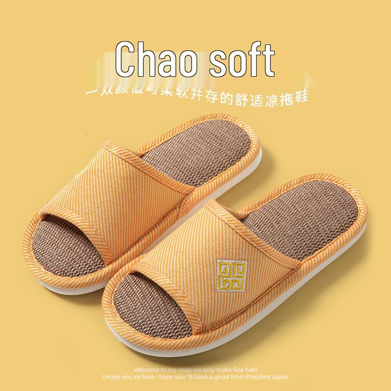 Unisexové pantofle z japonského lnu - Protiskluzová měkká podrážka, Savá vnitřní obuv pro všechna roční období