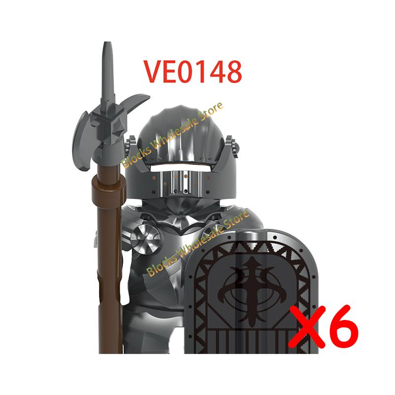 Medieval Castle Soldier Action Figures Building Block Empire Templars Lancer Warrior Militia Helmet Shield Sword Bow Toy Gifts