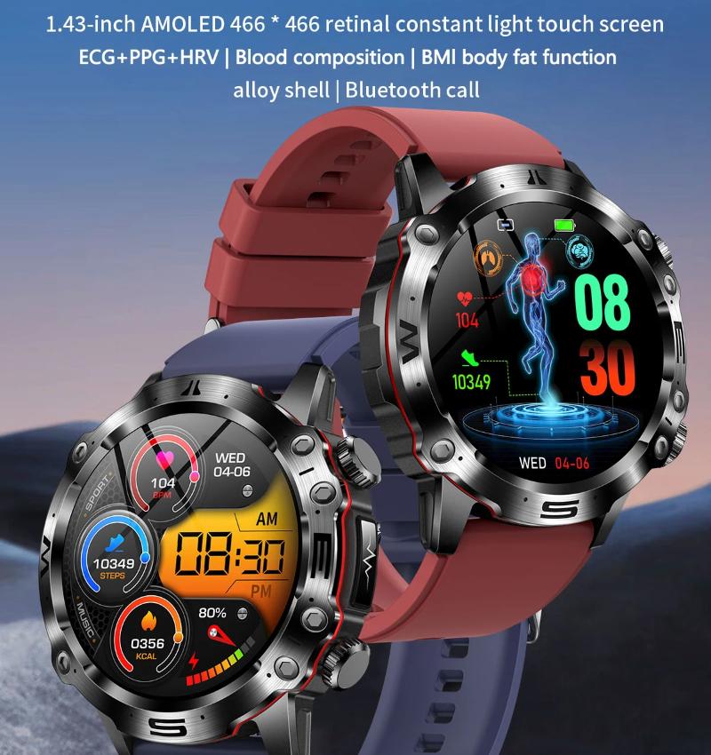 2025 New Smart Watch For Men Health Blood PressureBlood Oxygen Uric Acid Fitness Tracker Watches Bluetooth Call ECG Smartwatch