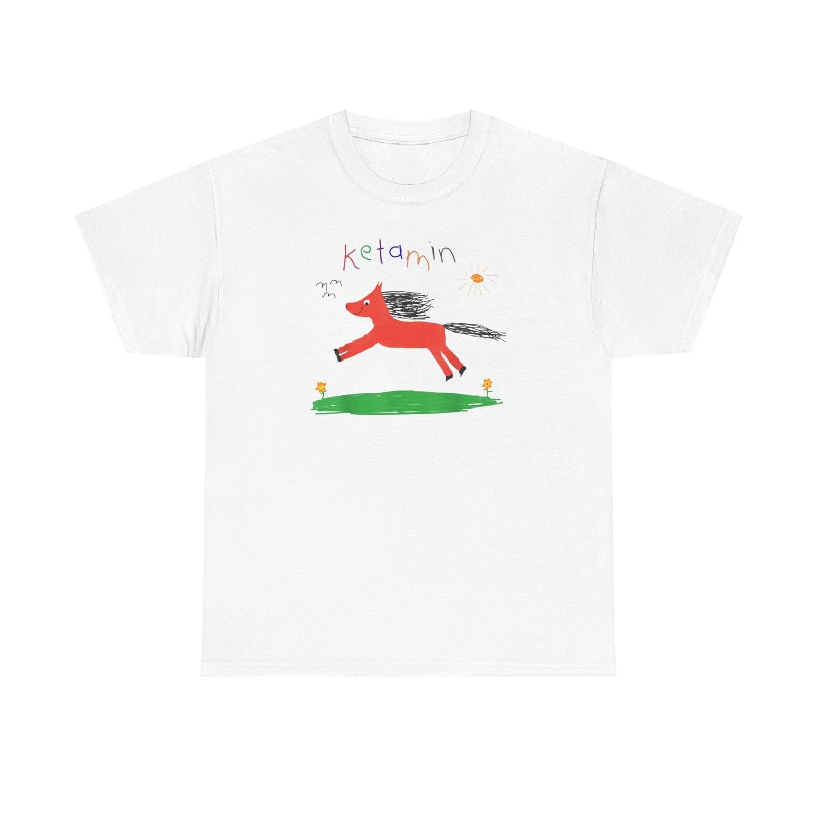 Ketamine horse child drawing tee Meme Unisex Heavy Cotton Tee 2XL