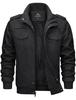 KEFITEVD Stand Collar Work Solid Size 3XL Men's Jacket, Windproof, Fleece-Lined, Outerwear, Outdoor, Streetwear, Color, Winter, Black,