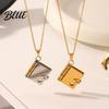 Mini Book Charm Necklace Titanium Steel Openable Pendant Literary Themed