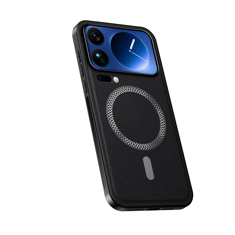 

Для Xiaomi Mi 17 Pro Max Чехол Роскошный Магнитный Защитный Чехол-накладка из ПУ кожи MagSafe для Xiaomi Mi 17Pro Чехол для телефона Xiaomi 17 pro max чёрный