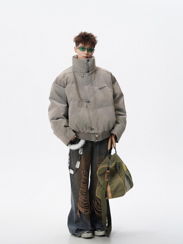 Unisex Retro Stehkragen Baumwoll Daunenjacke, Herbst/Winter High Street Stil, Locker und Vielseitig.