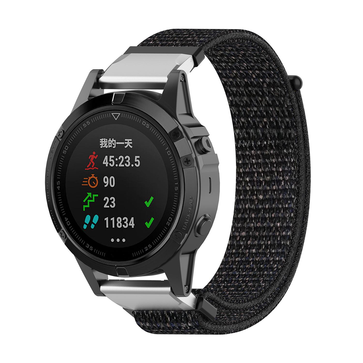 

22mm Nylon Watch Band for Garmin Fenix 8 47mm/Fenix5/Forerunner 935/Quatix5/Quatix5 Sapphire/Approach S60,Loop Fastener Adjustable Wrist Strap Black