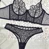 French Style Underwear Women's Ultra-thin Embroidered Lace Sexy Pure Desire Gathered To Prevent External Expansion of The Chest To Show Small Bra Set