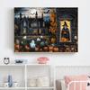 Dark Vintage Witch Halloween Posters Haunted House Pumpkin Girl Creepy Mansion Canvas Painting Wall Art Pictures Home Room Decor