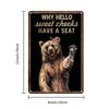 Tin Sign Vintage Bear Wall Art Metal Poster Rustic Home Decor