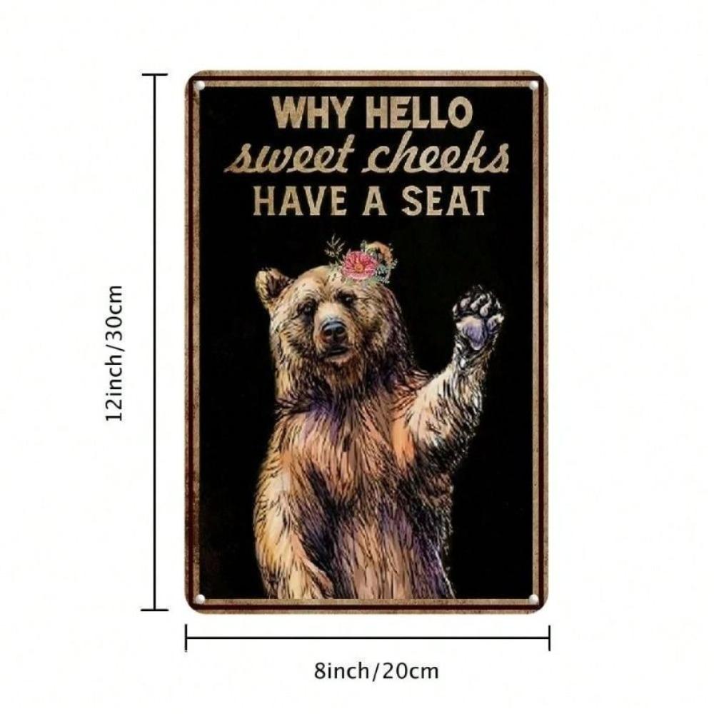 Tin Sign Vintage Bear Wall Art Metal Poster Rustic Home Decor
