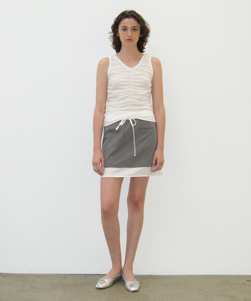 Kasel Raw Cut Layered Skirt, Gray