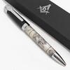 Masonic Symbols Noblest Ancient Silver Heavy Weight Silvery Clip Masonic Writing Ballpoint Pen With Gift Box (Blue)