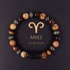 1PC 12 Zodiac Signs for Friends Lovers Stone Beaded Bracelet with Polished Natural Stone Adjustable Couples Friendship Minimalist