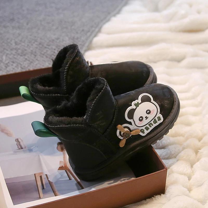 Милые мультяшные детские зимние ботинки Новая мода С принтом панды Мальчиковые сноубутсы — фото 7