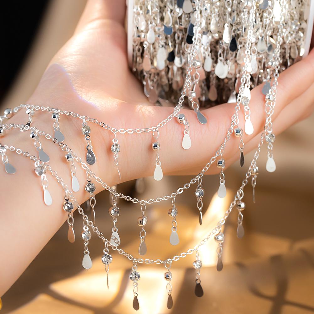 

0.5/1/2m Water Drop tassel Pendant Charm Copper Chain DIY Jewelry Making Material Necklace Bracelet Clothing Accessories 0.5meter