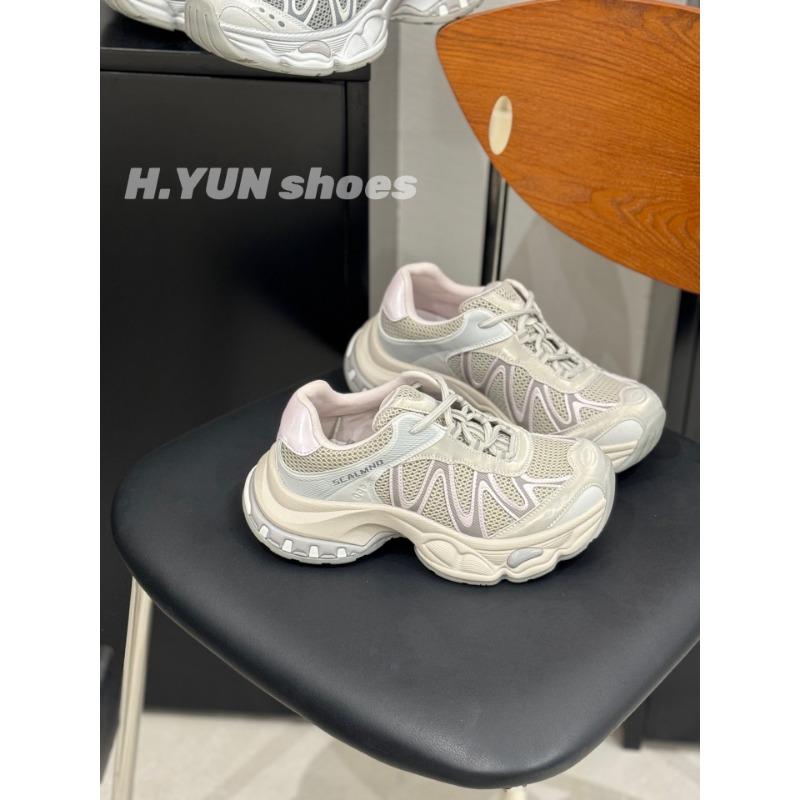 

Leather mesh breathable thick-soled dad shoes women s autumn new versatile height increase lightweight casual sports shoes tide 40 шампанського