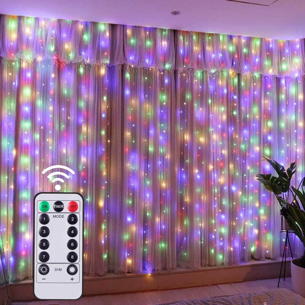 LED-Vorhang, Feenschnur, Weihnachtslicht, USB-Power, Soffitten-Girlande, Lampe mit Fernbedienung, Garten, Hochzeit, Schlafzimmer, Fensterdekoration