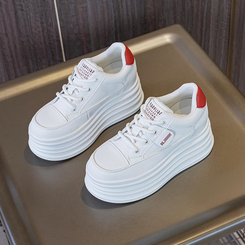 2025 Spring Autumn Popular Korean Version of Little White Shoes Women's Casual Versatile Breathable Thick Sole Inner Height Increase Color Matchin