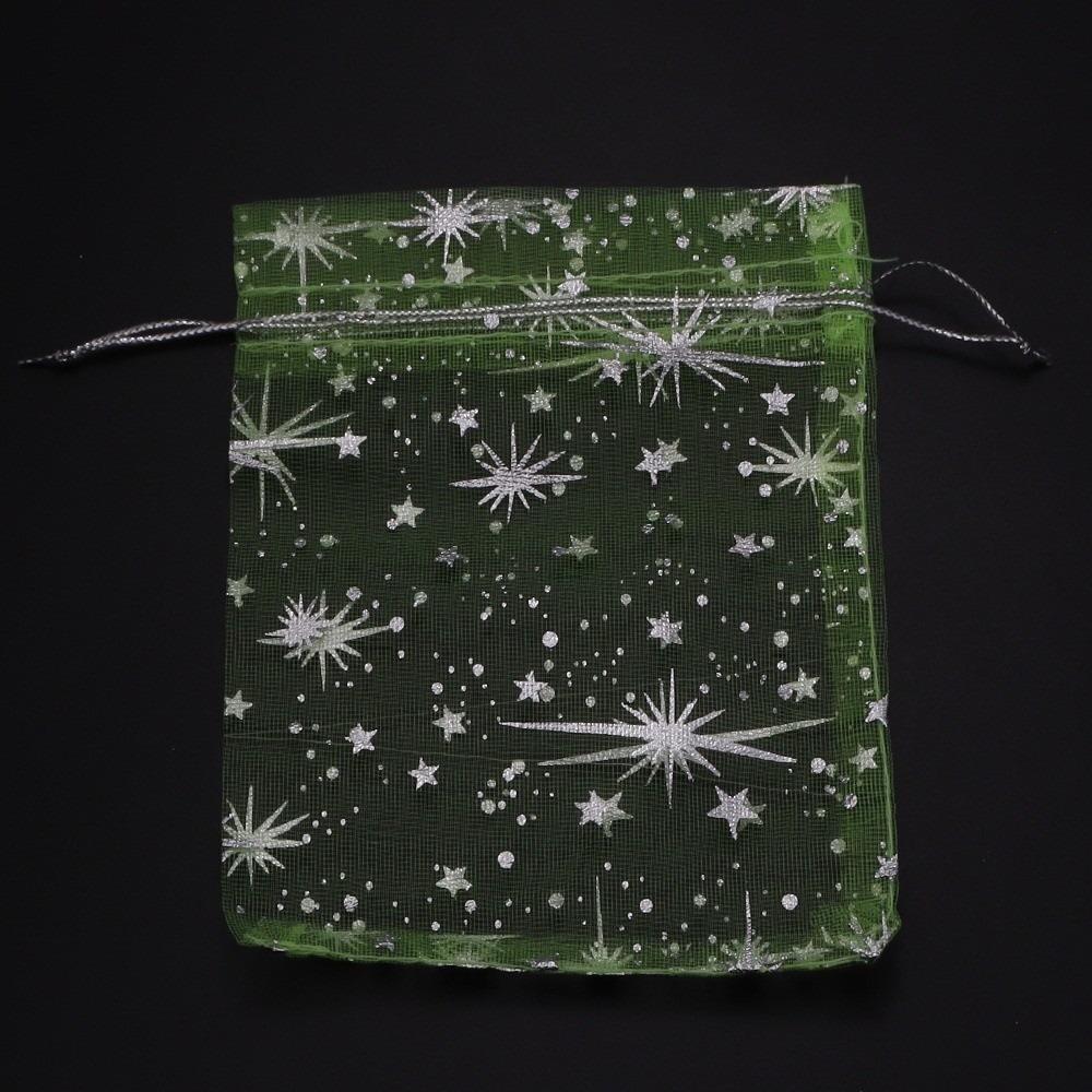 10Pcs Organza Drawstring Gifts Bag Transparent 9x12cm Jewelry Packaging Bags Colorful Drawstring Pouches 5x5x5cm зелёный