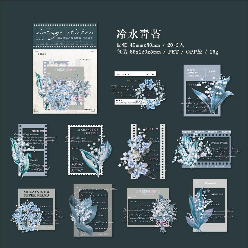 

20 pcs/pack Vintage film Style PET Stickers Adhesive DIY Hand Account Diary Planner Sticker Junk Journal Supplies