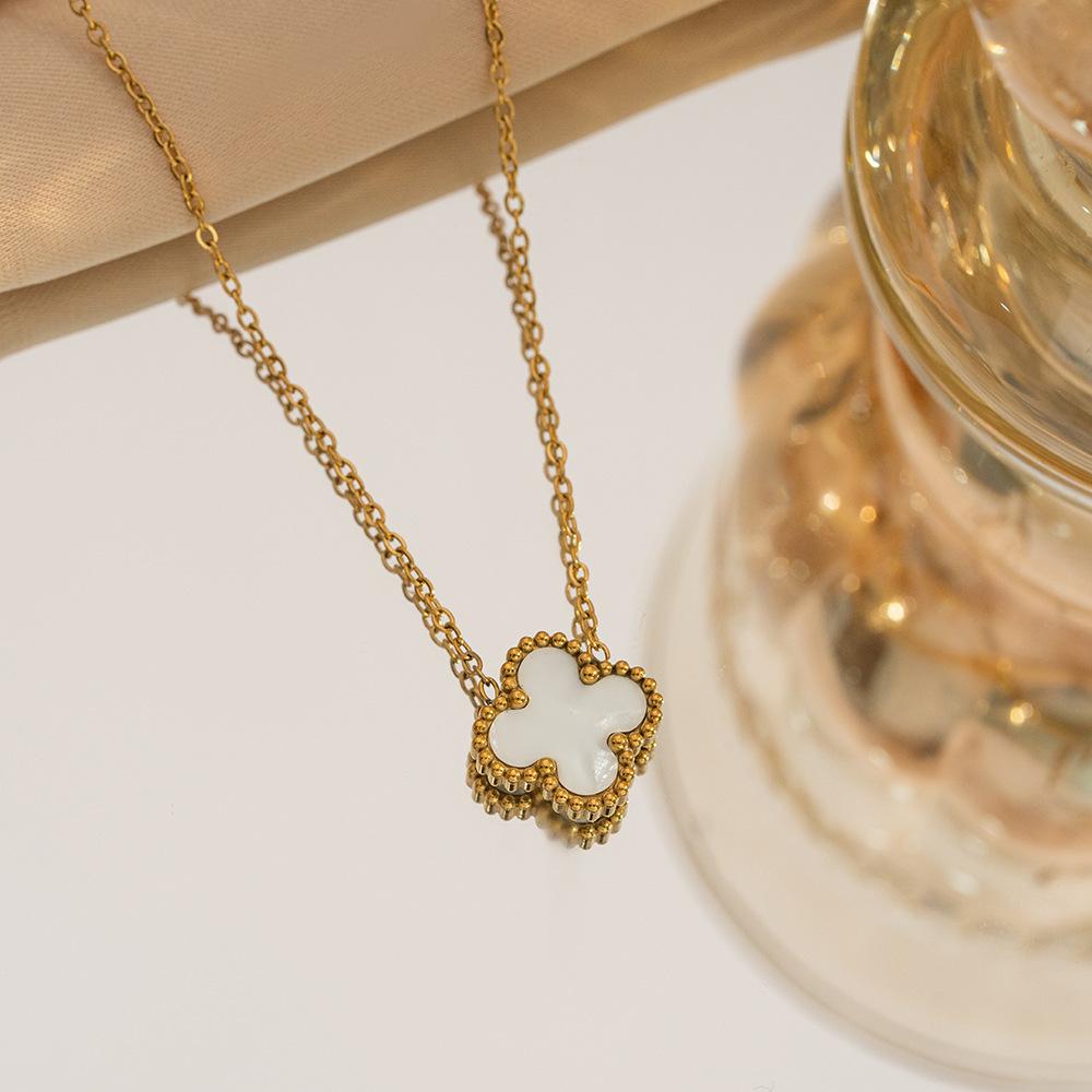 

Ожерелье Lucky Clover с подвеской из титановой стали 18 карат, двустороннее ожерелье Beimu Design Clavicle Jewelry