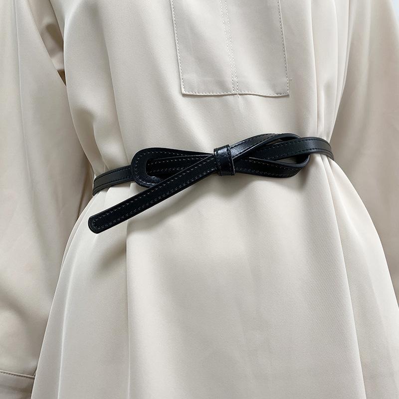 

Korean Fashionable Style Womens Skinny Waist Belt Crafted From Premium Leather чёрный