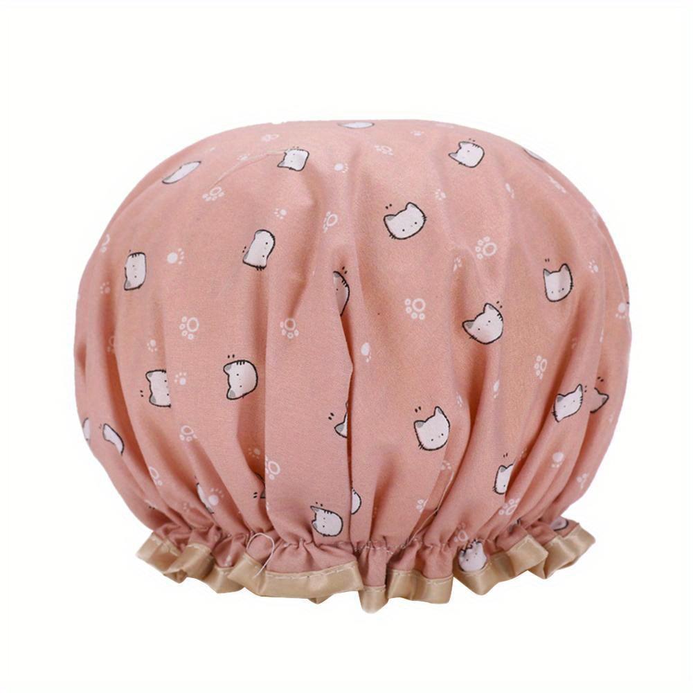 

Водонепроницаемая шапочка для ванны, женская шапочка для душа, эластичная многоразовая шапочка для ванны, двухслойная шапка для ванной комнаты, женские аксессуары для ванной комнаты розовый