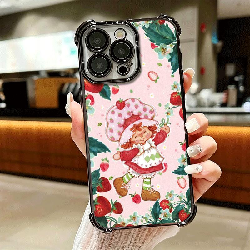 Strawberry Sh-SHortcake Soft Phone Case For iPhone 15 16 17 Air 14 Pro Max 16E Plus 13 12 Mini Plating Anti-Fall Fundas