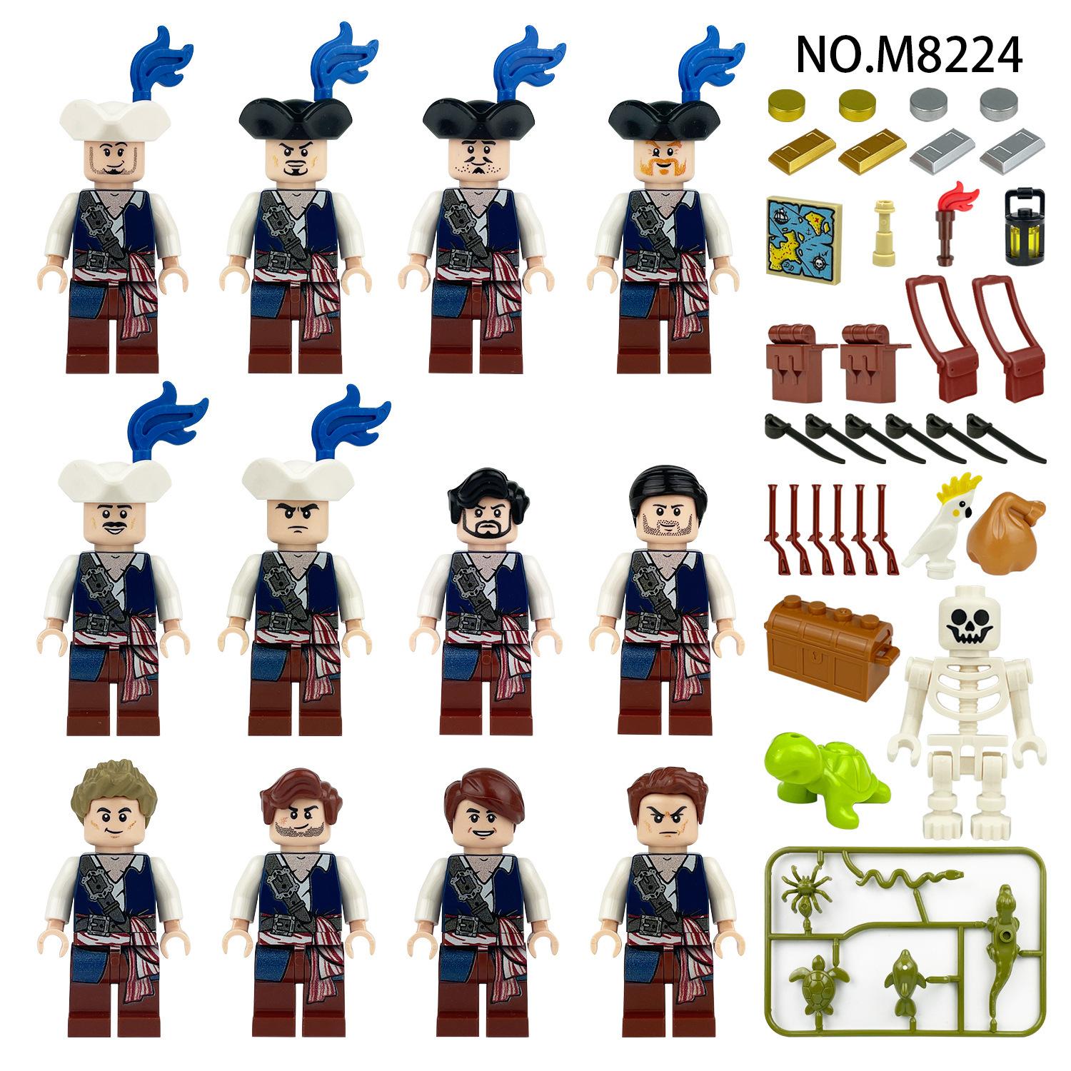 2 Minifigures Pearl Pirate Crew M8224 Children Assemble Small Particle Building Block Toy Animal