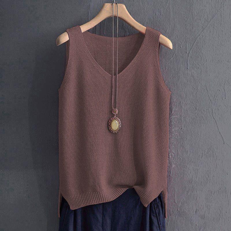 Canottiera T-shirt Estiva in Maglia di Seta Ghiacciata da Donna Taglie Forti