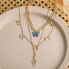 Creative Simple Temperament Women's Necklace Lovely Atmosphere Blue Butterfly Snake Necklace 3-piece Set