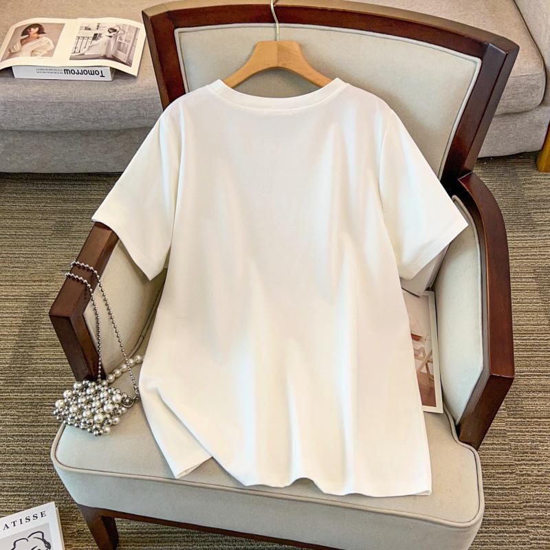 Plus Size Loose Mid-Length Short-Sleeve T-Shirt for Women (200-350 Jin)