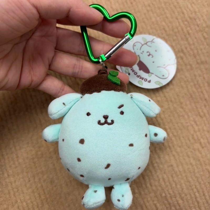 10CM Soda Color Fruity Pudding Dog Plush Toy Keychain Pompompurin Eggplant Orange Soft Stuffed Doll Pendant Girls Gift