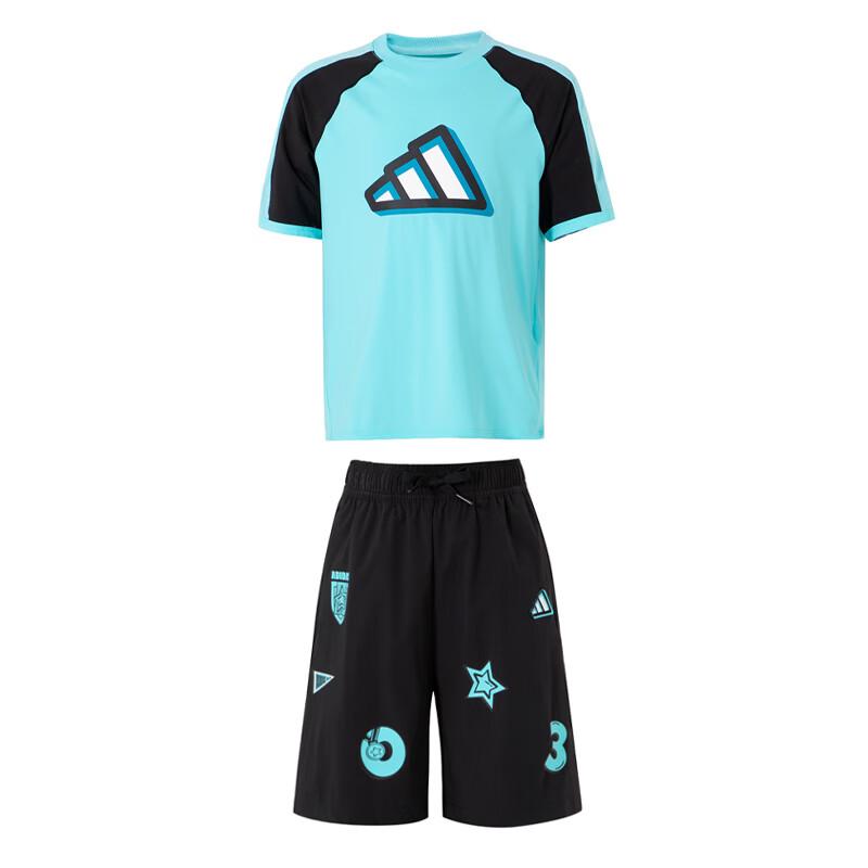 Adidas Casual Sportswear Clothing Sets Light Blue+Black Children Aged 3 7 Years Old JM3429 116