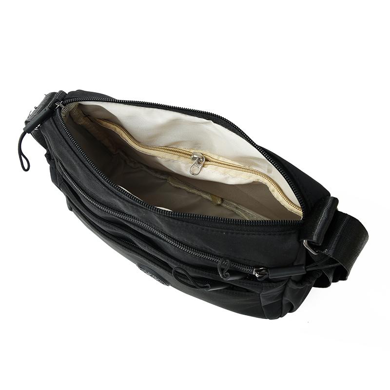 Leisure Simple Women's Shoulder Bag Nylon Multi Pockets Waterproof Messenger Bag Solid Color Female Shoulder Bag for Outings