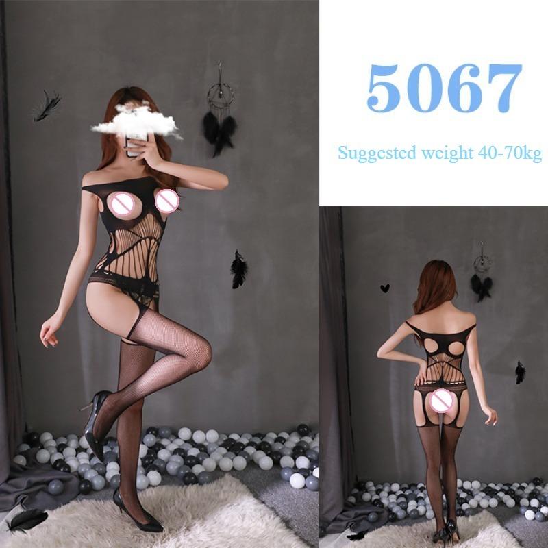 Sexy Lingerie Sexy Mesh Clothing Stockings Mesh Socks Open Cut No Take Off Women's Hollow Out Uniform Set  Jumpsuit Socks