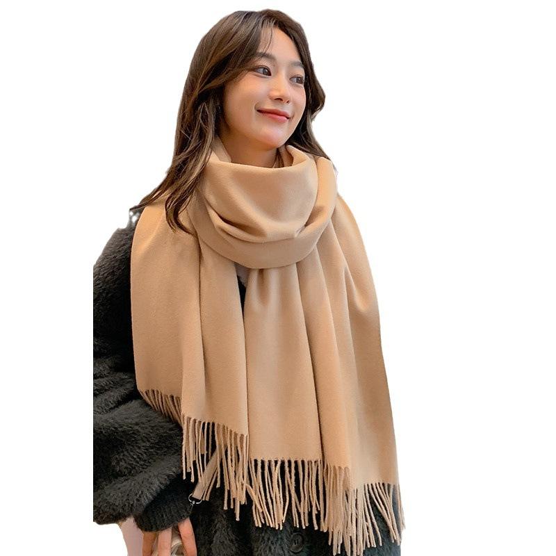 Scarf for Women, New Style Winter Wool Imitation Cashmere Scarf, Pure Color, Versatile Men"s Shawl,