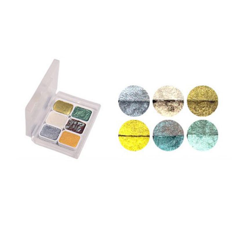 Juego de pintura de acuarela sólida manual de la serie Pearl de 6 colores de 1 ml para pintar uñas con acuarela decorativa