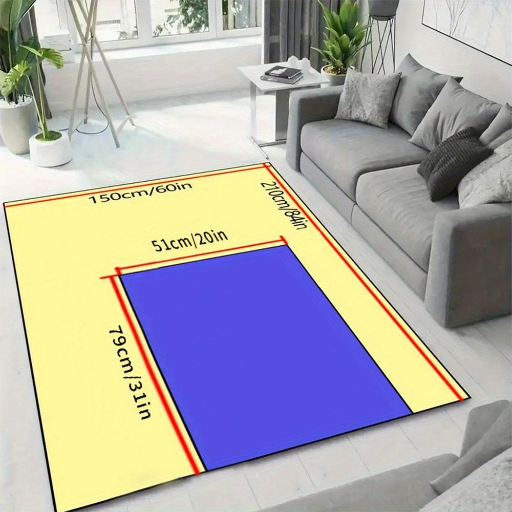 1pc Large Halloween Bat Area Mat Mat - Gothic Navy Blue & Golden floor mat with, Machine Washable Non-Slip Backing, Spooky Home