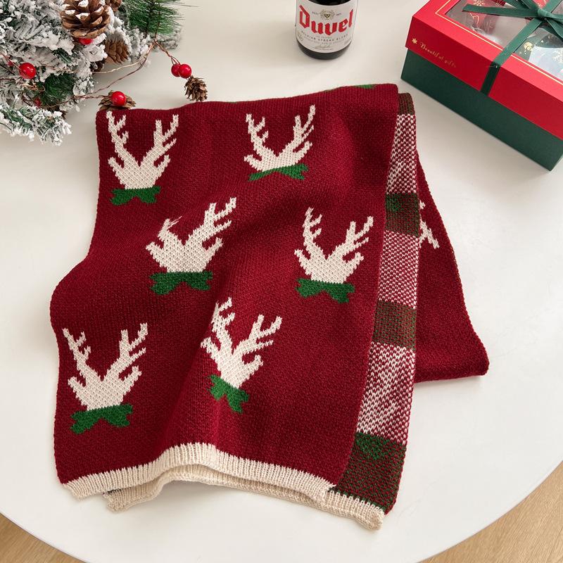 

Рождественский подарок олень шарф парень и девушка зимний красный теплый универсальный милый шарф подарок на день рождения