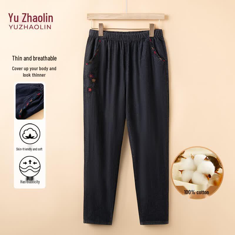 YUZHAOLIN Women s Relaxed Fit Elastic Waist Denim Pants XL