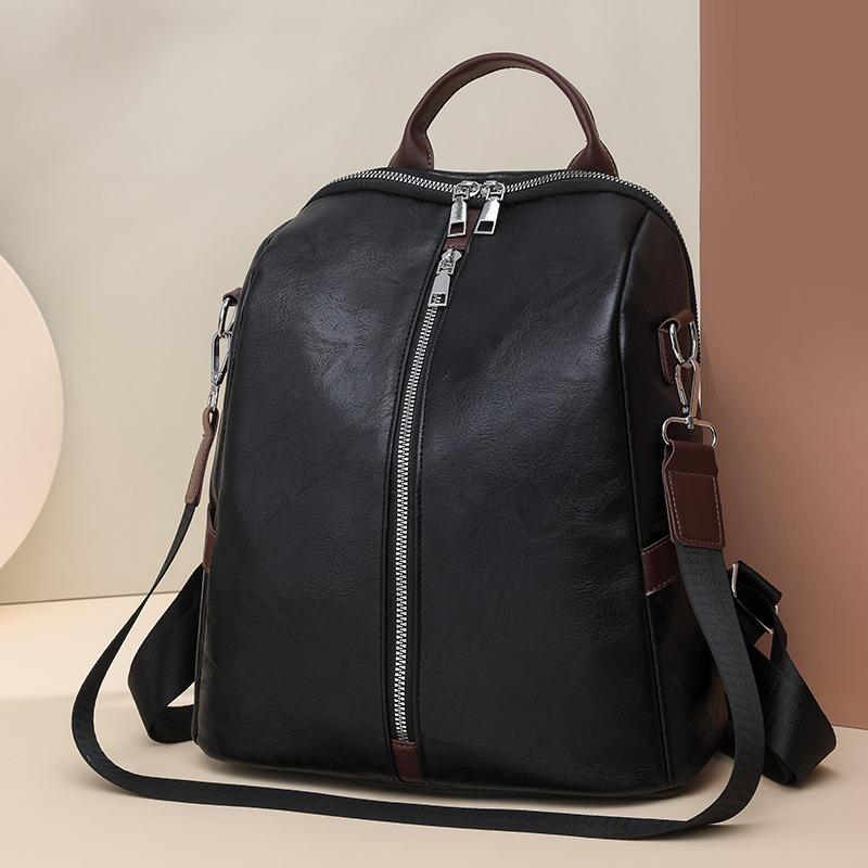 New Women Backpack Anti-Theft Fashion Casual Shoulder Soft Leather Travel Bag Vintage Versatile Solid Color 2-in-1 Backpack