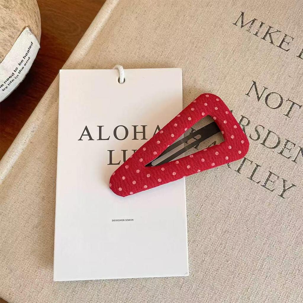 6pcs Fashion Fabric Polka Dot Triangle Hair Clip for Girls Barrettes Sweet Bangs Clips Hairpin Headwear Women Hair Accessories