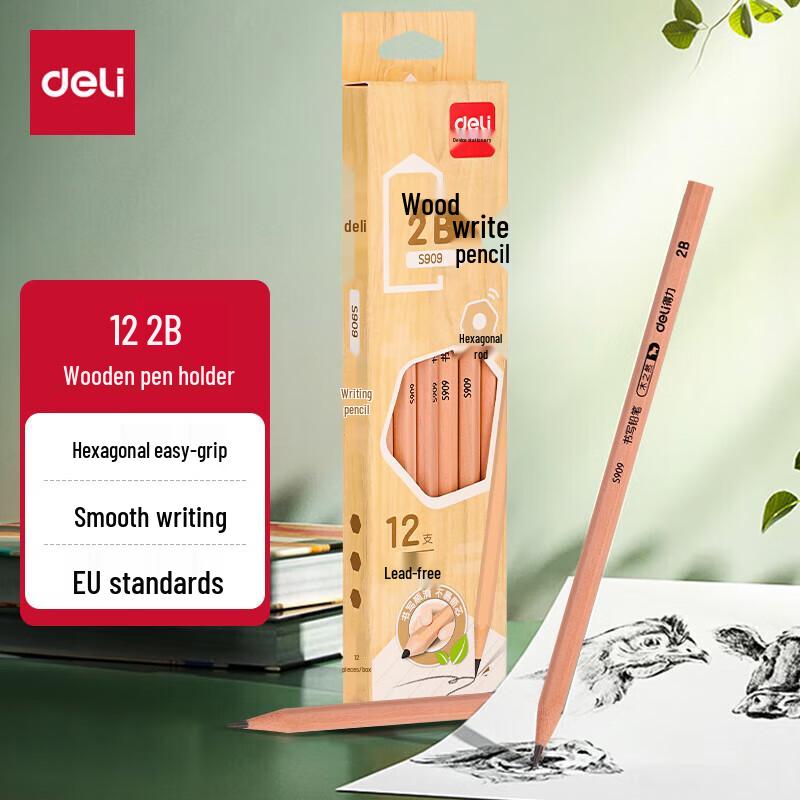 Deli S909 2B Hexagonal Pencils, 12-Pack