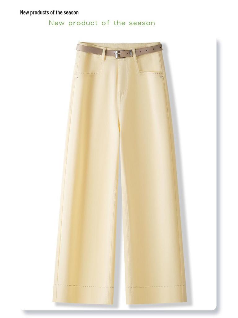 Women's Light-Colored Wide-Leg Jeans: Petite, Slimming, Straight-Leg Nine-Point Pants for Summer 2025