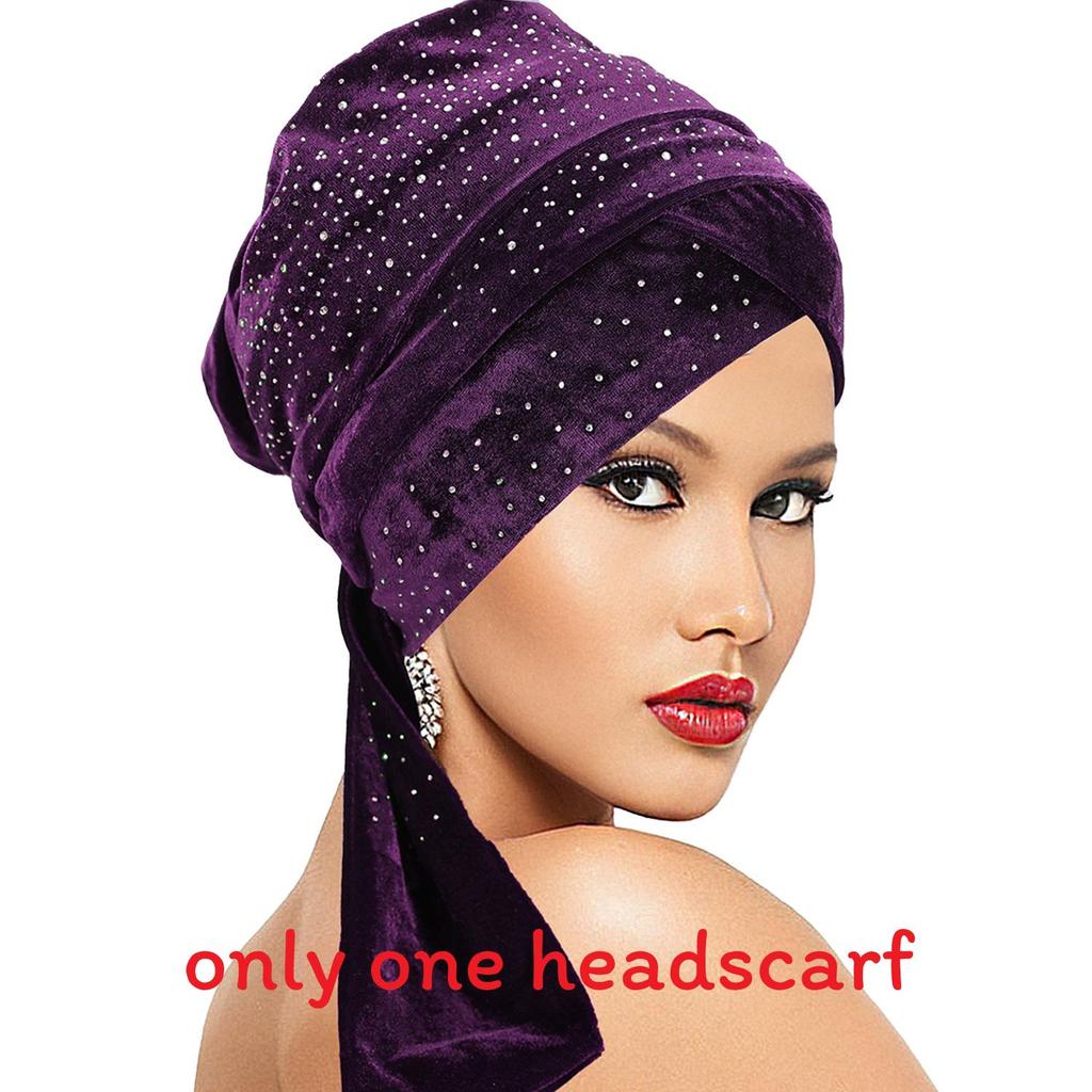 

Velvet Turban Headband For Women With Embellished Rhinestones For Winter Fashion Purple